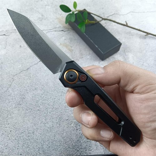 Multifunctional Knife, EDC Folding Pocket Knives For Men, 2.75in Stonewashed Reverse Tanto Blade, Black Aluminum Handles With Pocket Clip for Outdoor Camping