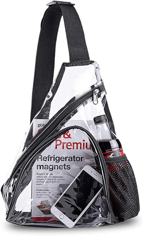 Clear PVC Sling Bag - Stadium Approved Crossbody Backpack for Events | Stylish & Functional