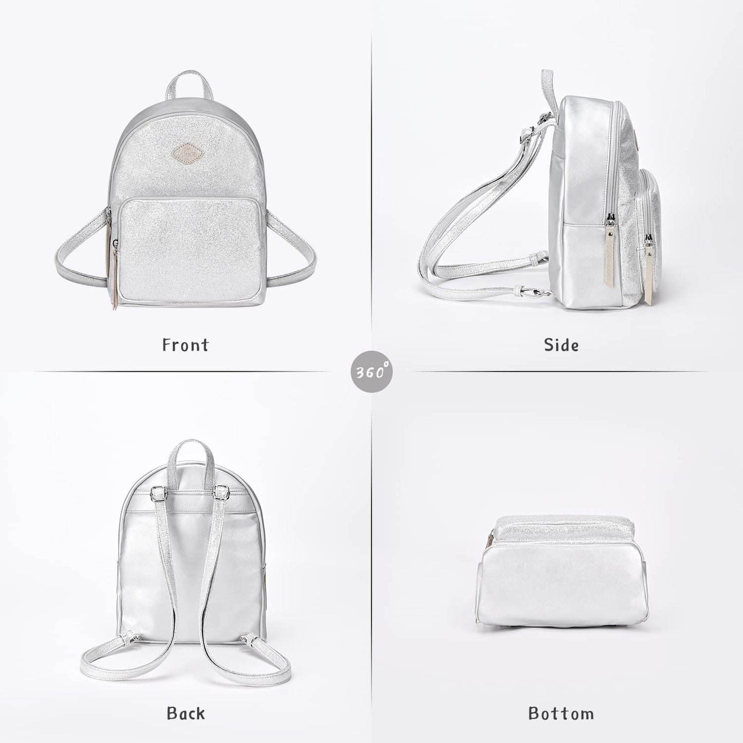 GM LIKKIE Glitter Fashion Backpack, Sequin Small Backpack, Mini Backpack for Women (Silver)