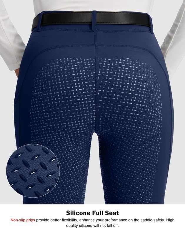 Full-Seat Silicone Riding Pants for Women - Navy, Medium