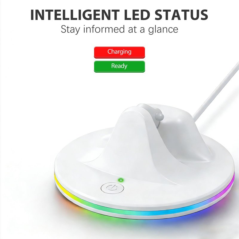 Charging Dock for Meta Glasses RayBan Gen 2: Wayfarer, Skyler, Headliner & Oakley HSTN Smart Glasses Accessories, Charging Station with LED Power Status Light, 7-Color RGB Light, USB-C Cable, White