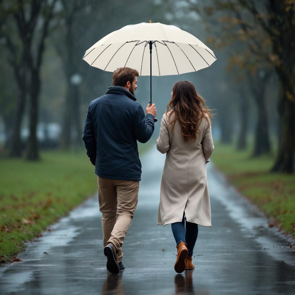 SoulRain 48" Windproof Stick Umbrella - Auto Open with Classic Wood Handle | Fashionable Solid Color