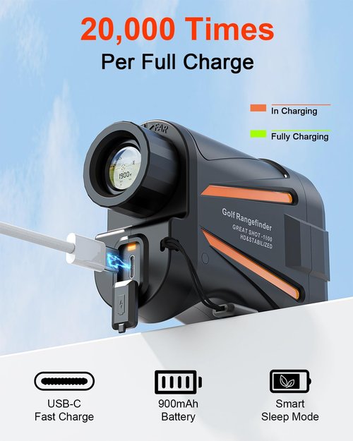 Golf Laser Rangefinder with Slope Compensation & Flag Lock Vibration – 1900 Yards Range Finder Golf, 6X HD Magnification,Magnetic USB-C Rechargeable,IP54 Waterproof rangefinder for Hunting & Training