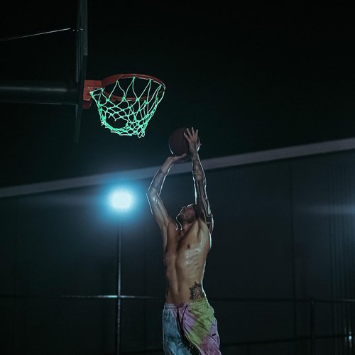 Glow Basketball Net - Heavy Duty Luminous Replacement Net for Outdoor Sports | 12 Loops, All-Weather Nylon (White)