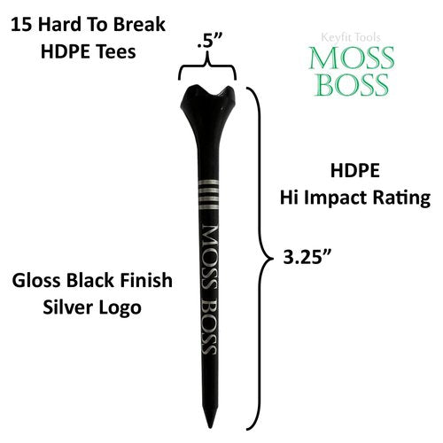 Keyfit Tools Moss Boss Golf Tees HDPE (15 PK) Hard to Break Material Also for Use Moss Boss 4 in 1 Divot Ball Mark Repair Tool Tee Holder Marker Club Stand Holder (Tees Only)