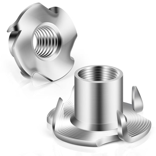 5/16"-18 T-Nuts 304 Stainless Steel, 4-Pronged Tee Nut for Wood, Rock Climbing Holds, Furniture, 25 PCS