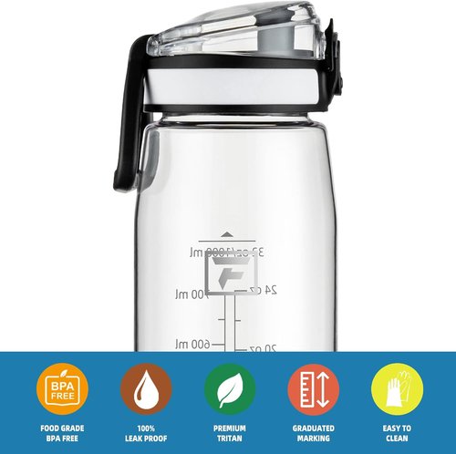 Fanhaw 32 Oz Tritan Water Bottle - Clear, BPA-Free, Lightweight & Leak-Proof | Ideal for Gym & Travel