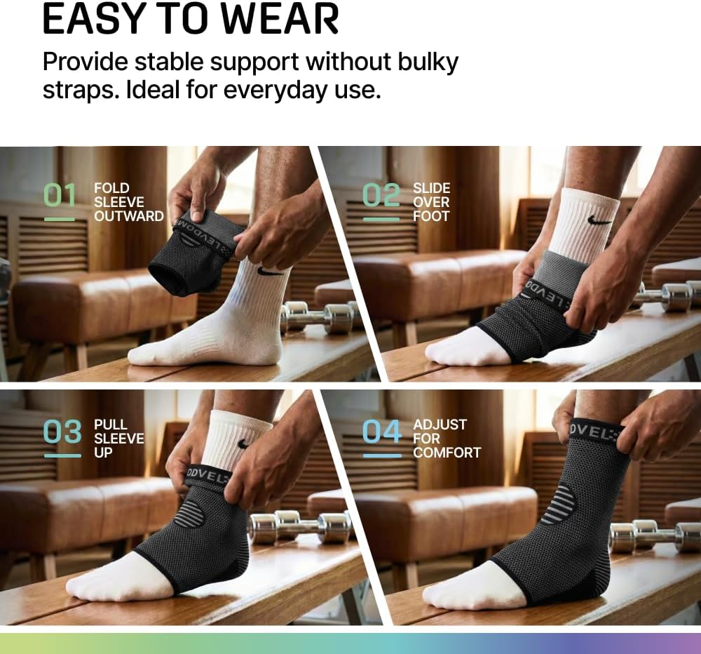 Modvel Ankle Brace - Compression Sleeve for Sprains & Tendonitis Relief | Unisex Support for Running, Basketball, Soccer