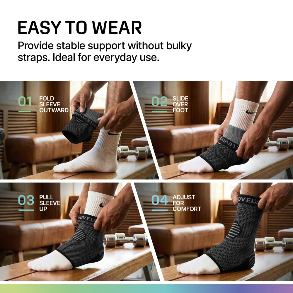 Modvel Foot & Ankle Brace Socks for Sprained Ankle Compression Sleeve - Plantar Fasciitis Relief Brace, Foot Support for Women & Men - Tendonitis & Arthritis Foot Sleeve, Stabilizing Ankle Wrap
