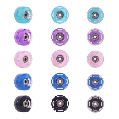 Nattork 8 Pack 82A Light up Roller Skate Wheels 54 * 32mm with Bearings Installed Luminous Quad Light Up Wheels Skating Accessories For Double Row Skates Outdoor And Indoor Use (Black)