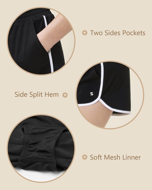 Stelle Girls Athletic Shorts with Pockets Girls Running Shorts Volleyball Soccer Shorts for Kids Elastic Waist Black XL