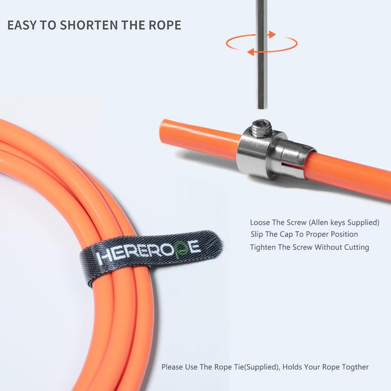 WILLGOO Hererope 1/2lb Adjustable Weighted Jump Rope, Heavy Skipping Rope with Lightweight & Comfortable Grip, Durable Cable, for Men Women, Weight Loss, Cardio Strength Training, Orange
