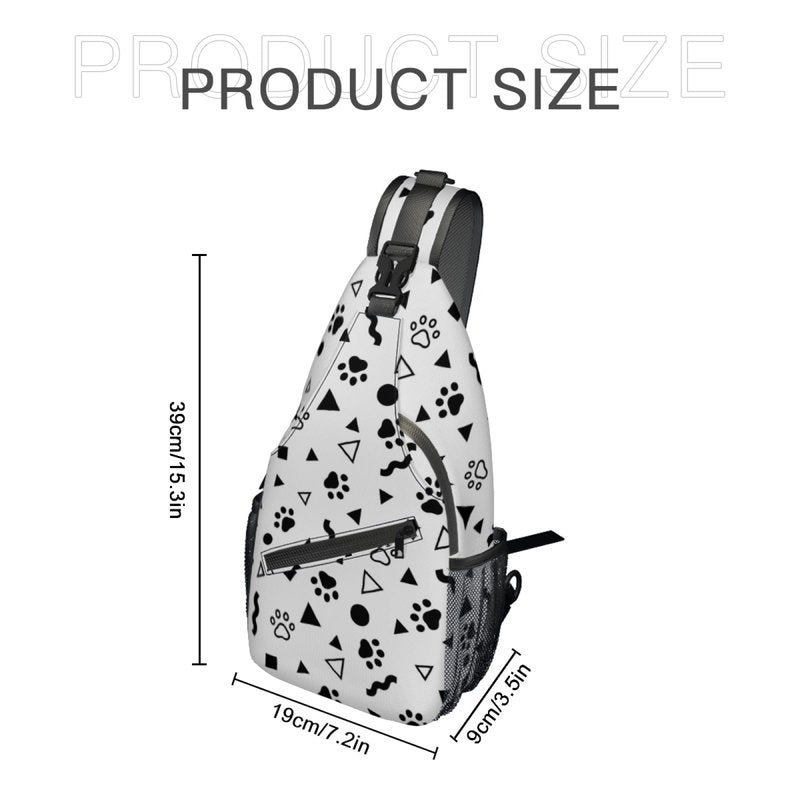 Crossbody Sling Puppy Footprint Pattern Backpack Chest Bag Waterproof Daypack Fanny Pack Cross Body Bag for Women Men Travel Shopping Leisure Sport
