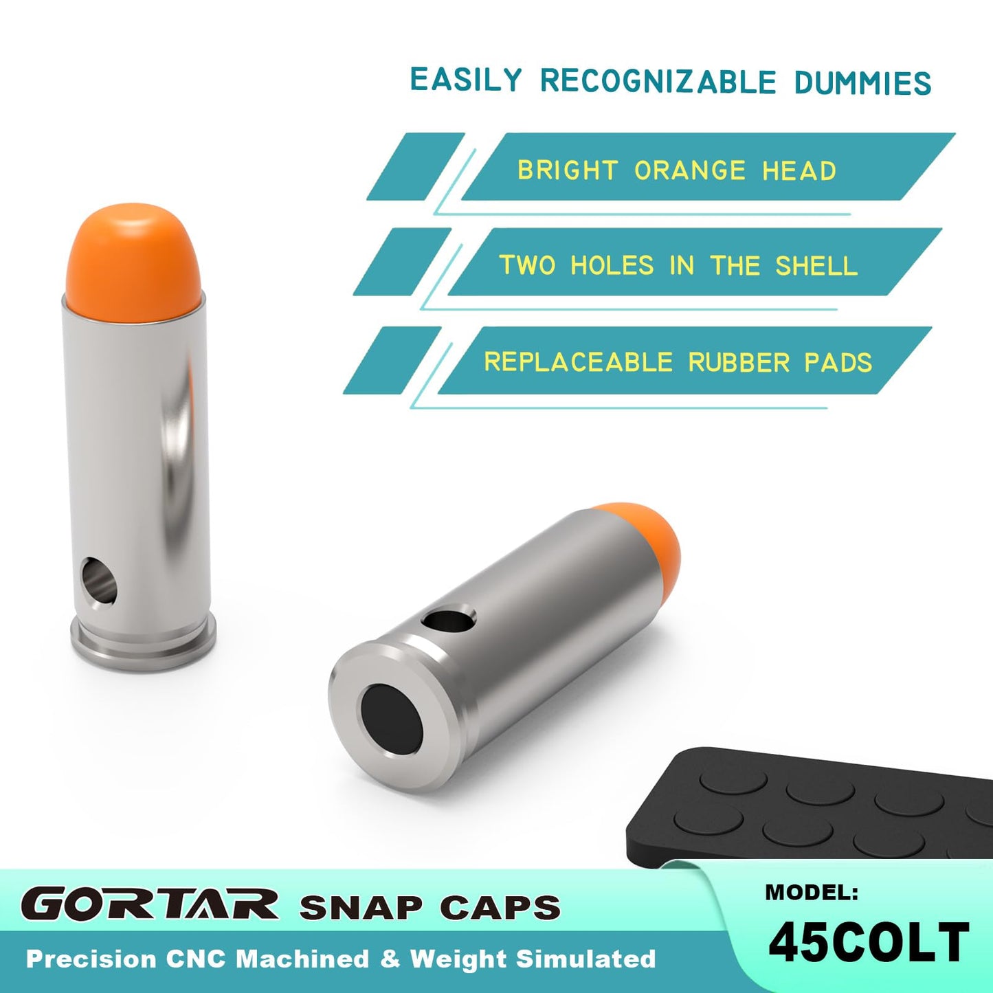 GORTAR 45LC Snap Caps Training Dummy Rounds Practice Safe Loading Firing Close to Real Weight -6 Pcs
