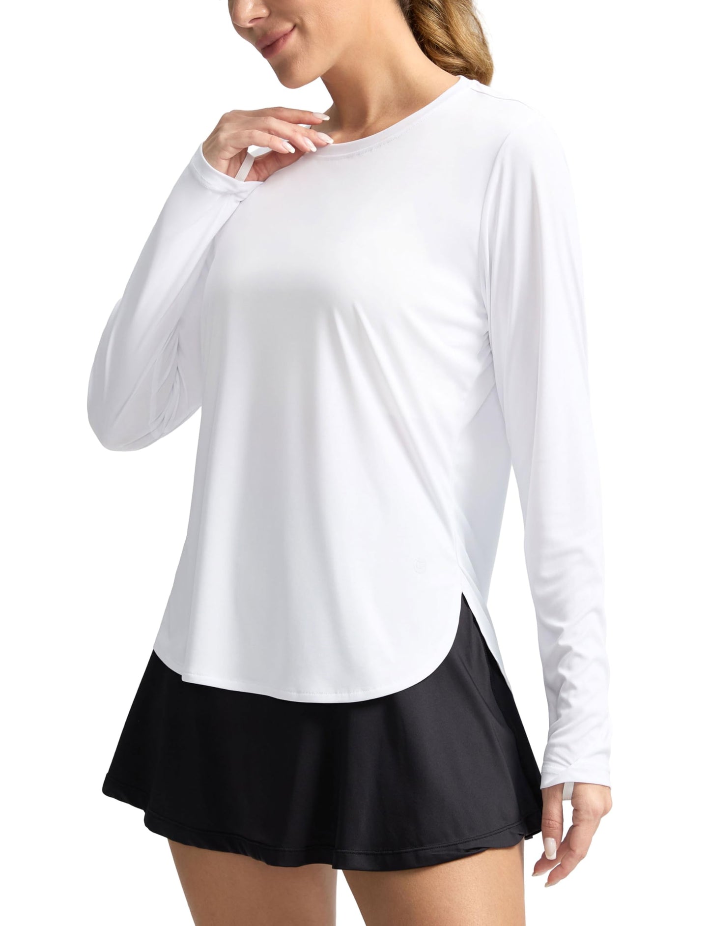 Women's Sun Shirts UPF 50+ Long Sleeve UV Protection Shirt Lightweight Quick Dry Workout Hiking Tops for Women(Blue Leaf,M)