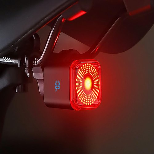 【2025 Upgraded Version】 Smart Bike Tail Light with Digital Battery Display, 6 Modes Auto Bike Brake Rear Light, Auto Sleep & Motion Activation, IPX6 Waterproof,USB-C Rechargeable LED Warning Light