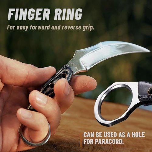 Grand Way Tactical Knife - Small Fixed Blade with Micarta Handle & Sheath | Ideal for Camping & Survival