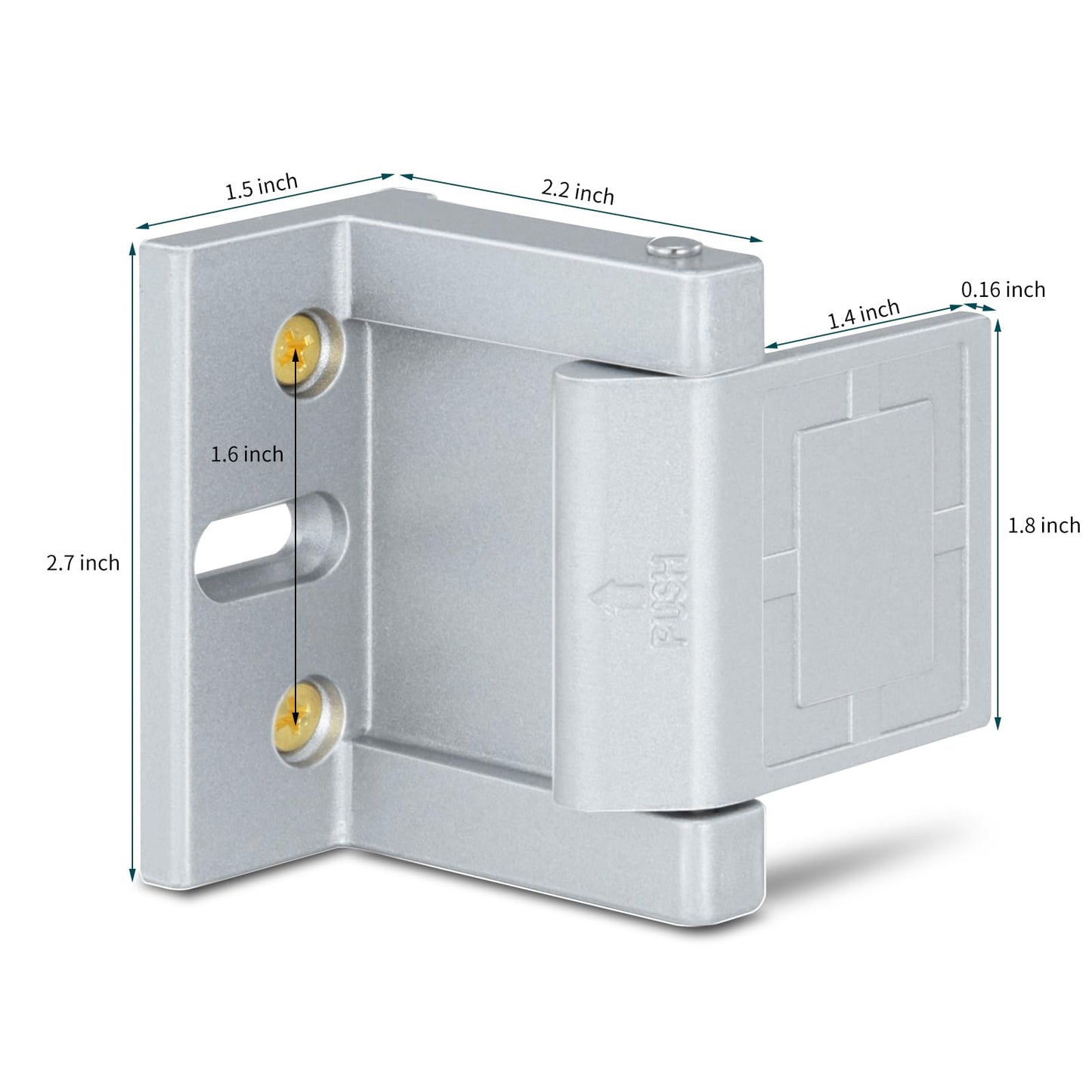 JIADAXIN 2 Pack Door Latches for Top of Door, Silver Door Reinforcement Lock for Home and Hotel, Security with Stainless Steel Screws