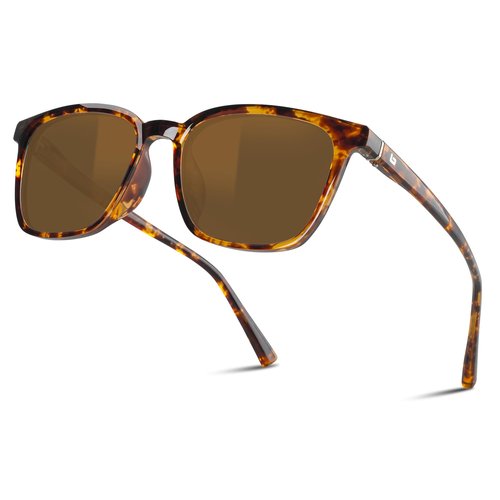 B.N.U.S Scratch-Resistant Polarized Sunglasses with Corning Glass Lenses for Superior Clarity and UV Protection (Tortoise Frame/B-15 Polarized, Polarized)