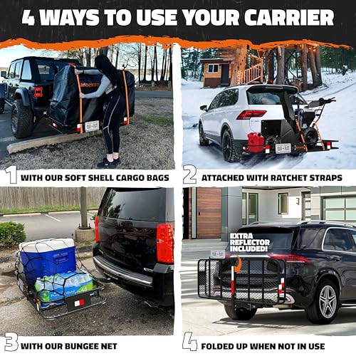 Heavy Duty Hitch Cargo Carrier 60"x24"x6" with Waterproof Bag