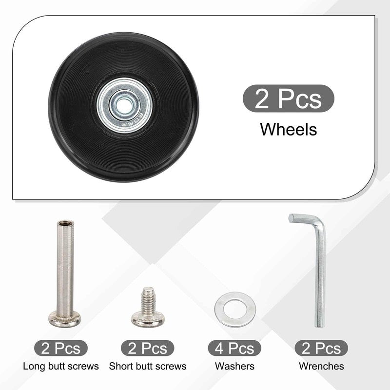 MECCANIXITY Luggage Wheels Replacement 60x18mm PU Suitcase Wheels Repair Kit Smooth Trolley Replacement Swivel Caster for Inline Skate Trolley Bag (Black, Pack of 2)