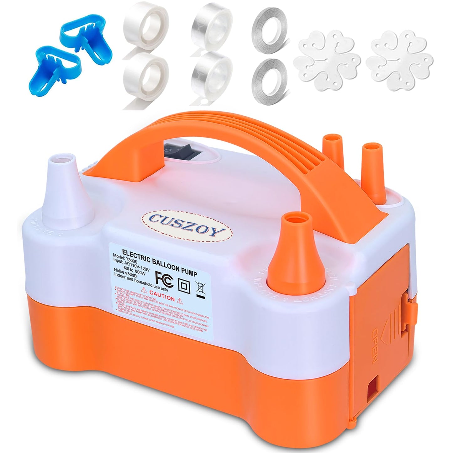 CUSZOY Electric Balloon Pump 600W, Fast Balloon Blower with 6 Balloon Arch Kits, Dual Nozzle & 2 Modes, Portable Air Pump for Balloon Decor for Party, Wedding, Birthday - Professional Balloon Pump