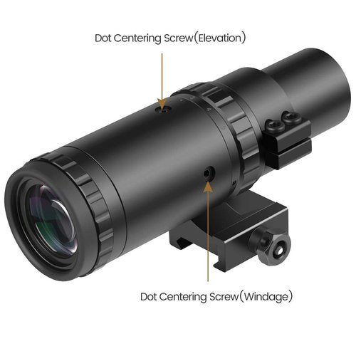 Feyachi M37 1.5X - 5X Red Dot Magnifier Focus Adjustment Optical Magnifier with Flip to Side Mount, Black