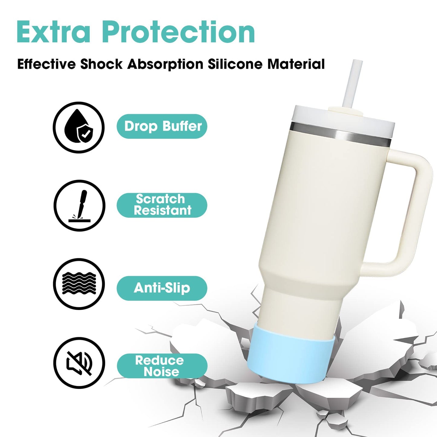 Airboat Upgrade 2PCS Protective Silicone Boot Bumper for Stanley Quencher Adventure 40oz 30oz IceFlow 20oz 30oz Tumbler, Water Bottle Bottom Sleeve Cover Accessories for Stanley Mug Cup(Black)