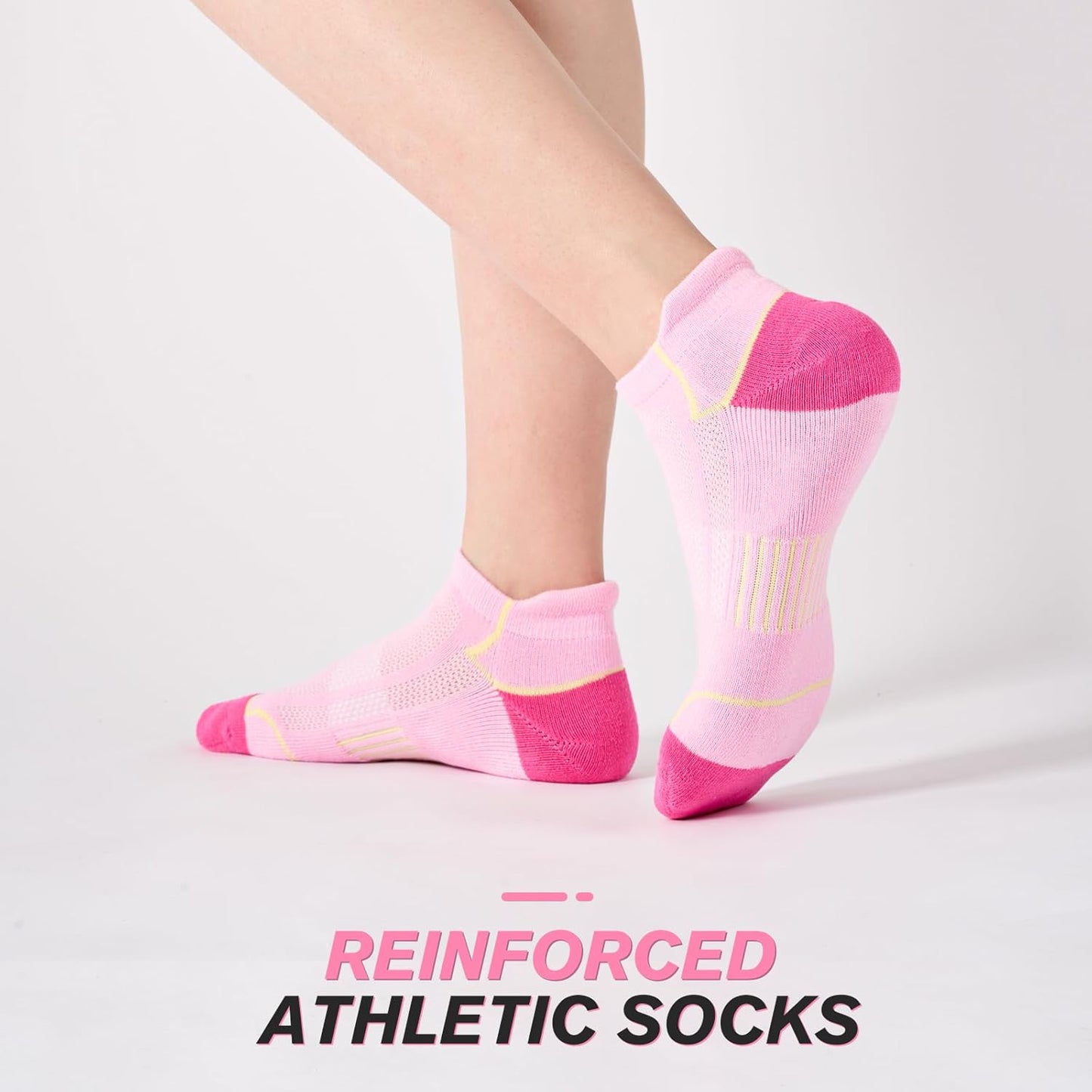 Niorasen Ankle Socks for Women - 6 Pairs of Cotton Cushioned Athletic Running Socks | Breathable Low Cut