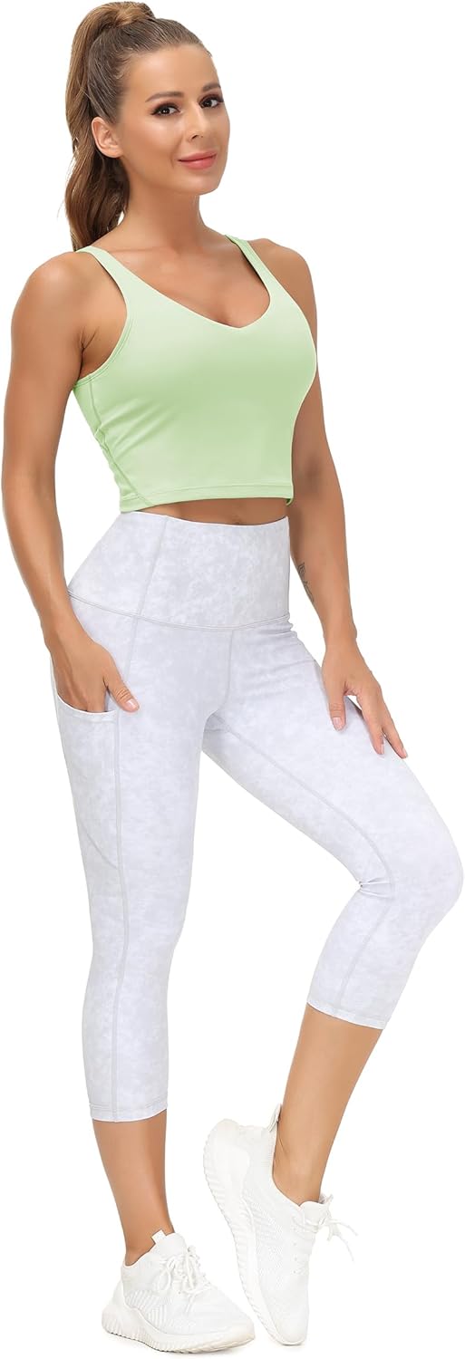 The Gym People Women's Longline Sports Bra - Wirefree, Padded, Medium Support