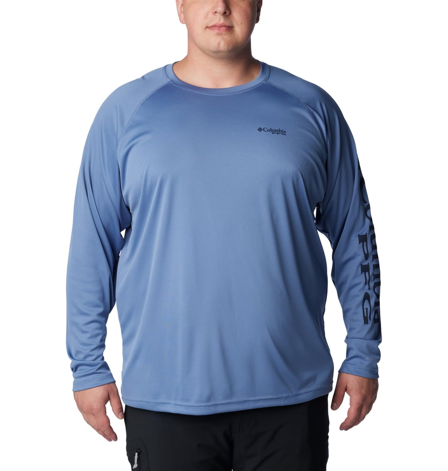Columbia Men's Terminal Tackle Long Sleeve Shirt, Bluestone/Collegiate Navy Logo, 4X Tall