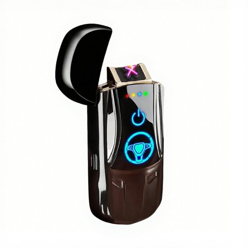 Electric Rechargeable Dual Arc Plasma Lighter for Men- USB Electronic Windproof Flameless Cool Lighter with LED Battery Indicator, Pocket Metal Unique Cute Mini Car Shape for Candles & Camping