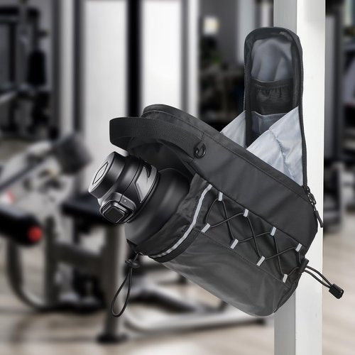TAEYONK Magnetic Gym Bag for Men Women, Magnetic Gym Water Bottle Bag/Holder with Clear Phone Pouch, Built-in 5 Magnets, Fitness Gym Gifts, Gym Accessories