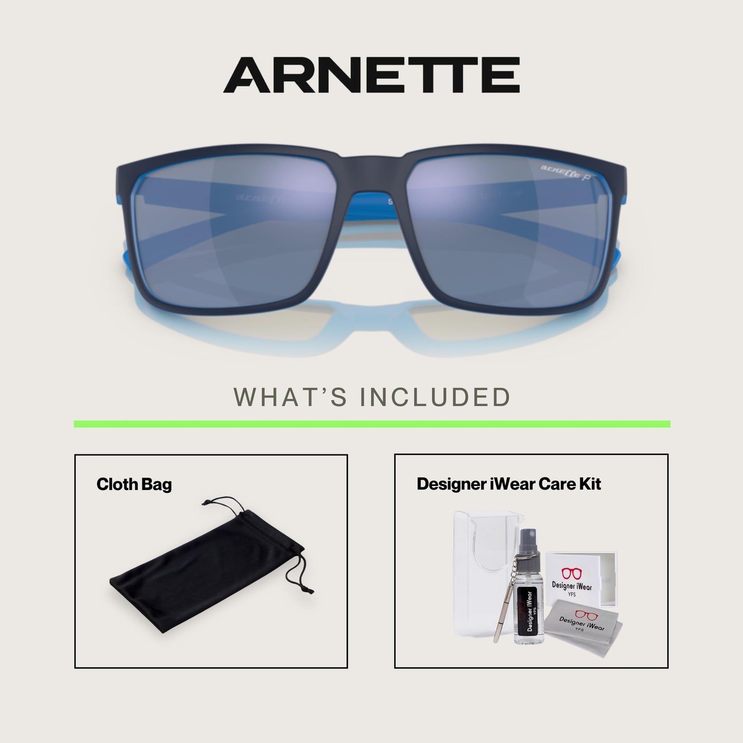 ARNETTE Stripe AN4251 286422 58MM Matte Top Navy on Light Blue/Dark Grey Mirror Water Polar Polarized Sunglasses for Men +Bundle with Accessory Eyewear Kit