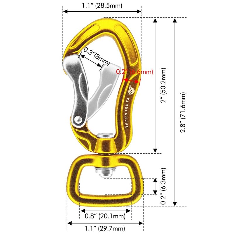 PANDENGZHE 360º Swivel Rotating Locking Carabiner 2" for Securing Pets, Dog Leash and Harness, Camping, Hiking, Backpack, Keychains (2 Pack)