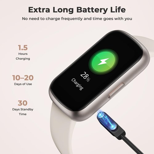 TIFOZEN Fitness Tracker with 24/7 Heart Rate, Blood Oxygen, Sleep Monitor, 3ATM Waterproof Fitness Watch/Smart Watch/Activity Tracker, Pedometer/Step Counter, Calorie Tracker for Women Men, Starlight