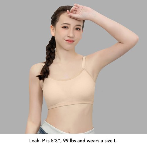 SALIA GIRL Sport Cami Bras Cotton for Teens Girls Training Bras 10-16 with Adjustable Straps Fixed Pads, Medium