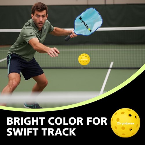 Kryndavox Sports Pickleball Balls, 6 Pack 40-Hole Seamless Outdoor Pickleballs, USAPA Approved, Durable Plastic Balls for All Skill Levels with Mesh Carry Bag