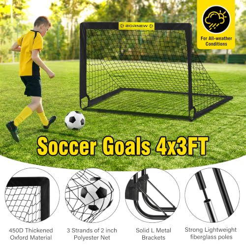 Portable Soccer Goal 4x3FT - Indoor & Outdoor Training Net - Black One Pack