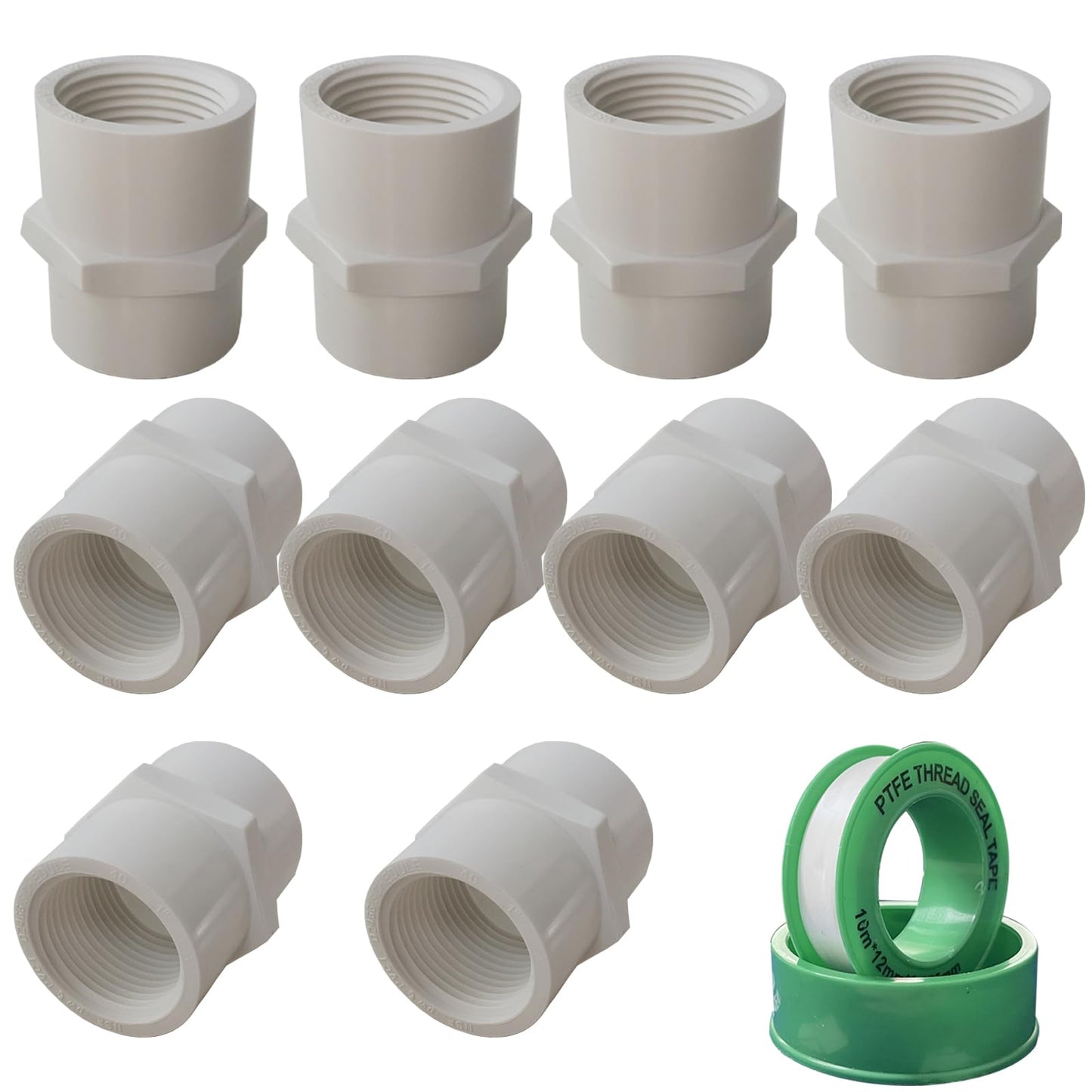 HFVSLFA 10Pcs 3/4 inch PVC Pipe Coupling, NPT Female Thread, Sch40 PVC Slip Socket Connector, Ideal for Plumbing, Irrigation & DIY Projects