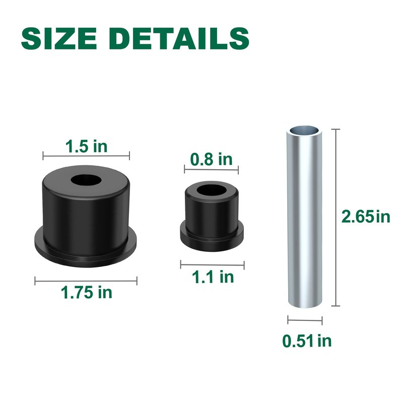 10L0L Complete Rear Leaf Spring Bushing Sleeves Kit for EZGO RXV 2008-up Electric & Gas Golf Cart, Replace OEM 620160 620161 624030