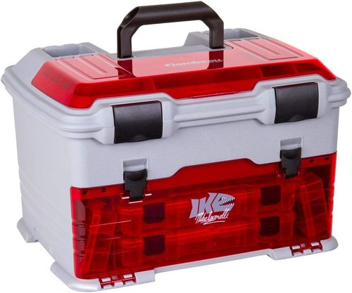 Flambeau Outdoors T5PW "IKE" Tackle Box - Fishing Organizer with Tuff Tainer Boxes, Zerust Anti-Corrosion | Translucent Red/Gray