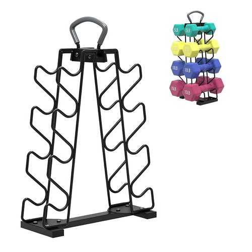 UNITEDPOWER Dumbbell Rack Stand, 4 Tire Weight Rack for 8 Dumbbells，A-Frame Metal Storage Holder with Handle Suitable for Home Gym (DUMBBELLS NOT INCLUDED)