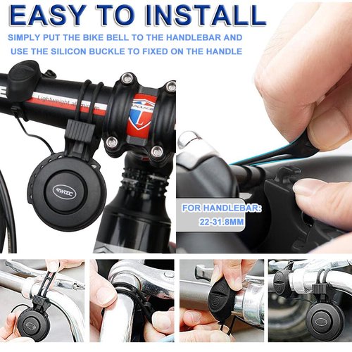 COOLWHEEL Electric Bike Horn - 100dB Loud Mini Bicycle Bell with 4 Sound Modes, USB Rechargeable & Waterproof, Ideal for Mountain & Road Bikes - Easy Handlebar Mount
