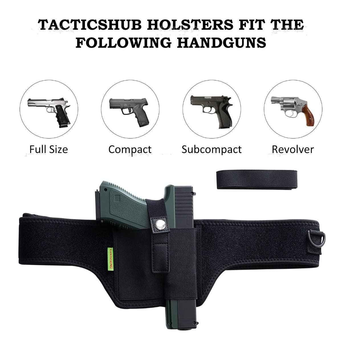 Quick Draw Shoulder Holster - Belly Band Holster for Everyday Comfortable Concealed Carry for Small, Compact and Other Similar Gear, Left Handed, Black 45"