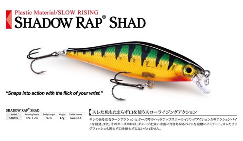 Rapala SDRS09 Shadow Rap Shad Lure (3.5-Inch, 0.3oz, Ghost Shiner)