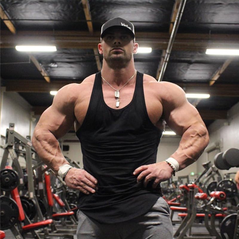 Men's Slim Fit Workout Tank Top - Performance Sleeveless - Medium Black