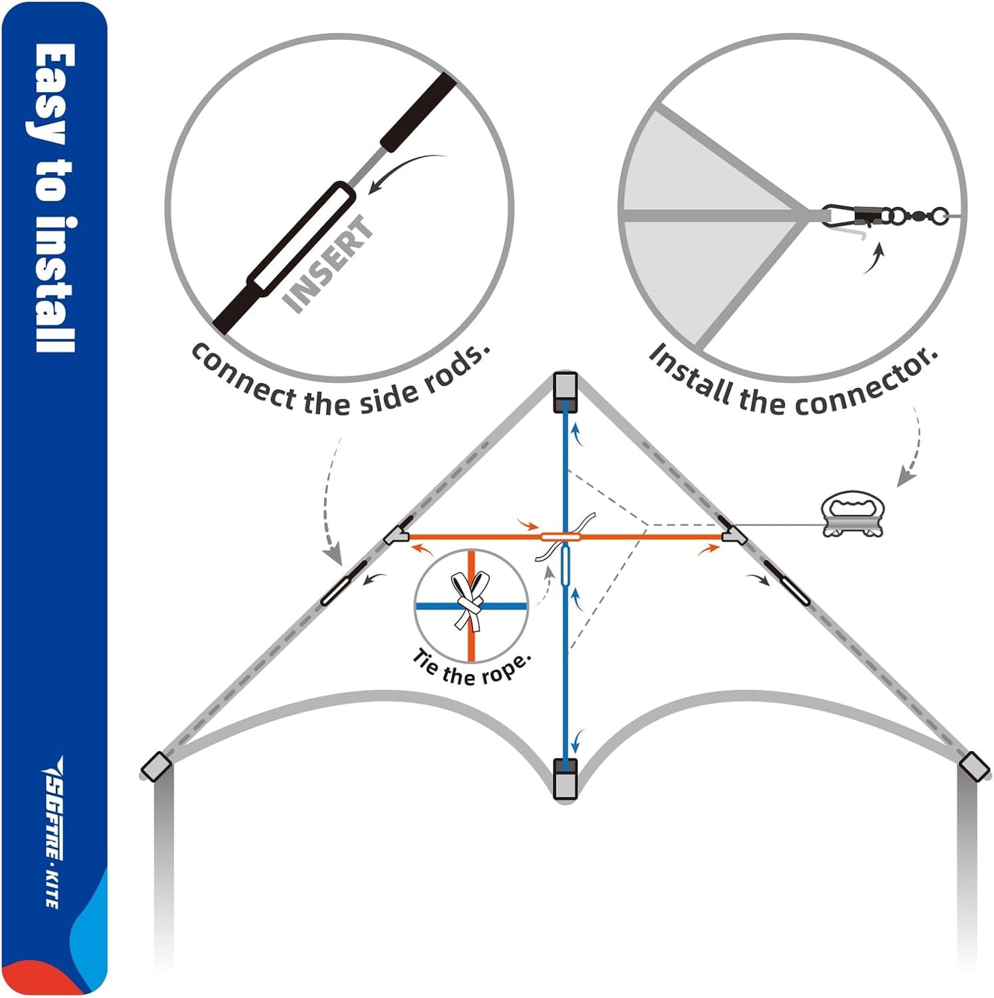 SGftre Delta Kite Set - Easy Launch for Kids & Adults | Perfect for Beach & Park Activities