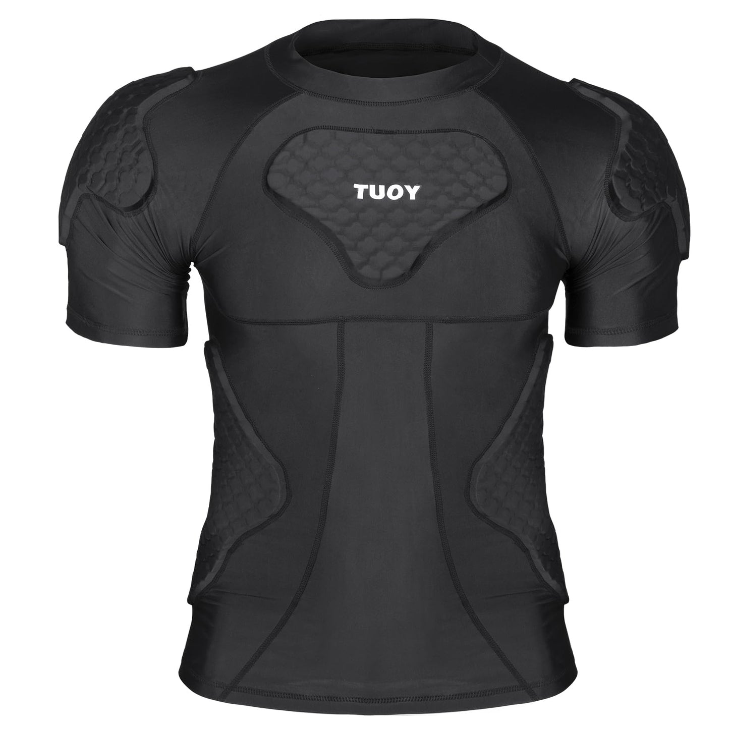 TIAXU TIAXU Men's Padded Shirt Football Chest Rib Protector Heart Sternum Guard Compression Shirt with Shoulder Back Rib Pads for Adult Football Basketball Baseball Softball Rugby