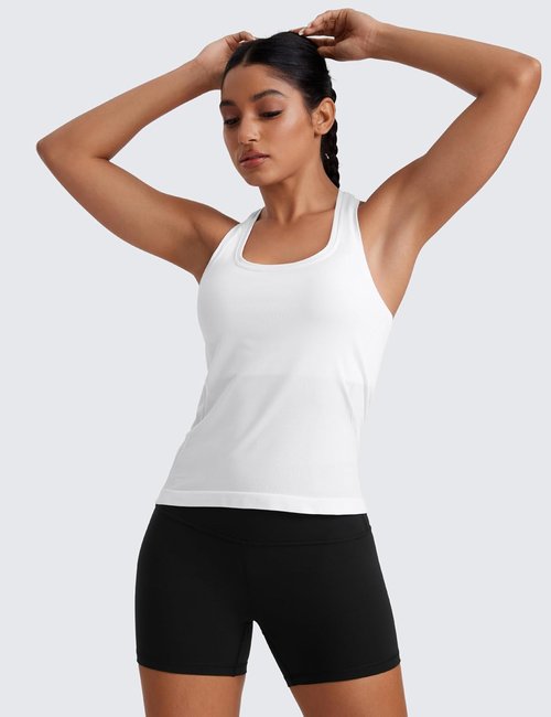 CRZ YOGA Seamless Racerback Tank Top for Women - Breathable Athletic Sleeveless Shirt | Perfect for Gym & Running